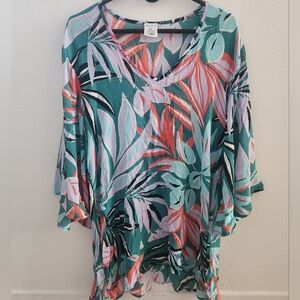 Anne Cole Women's Tropical Flounce Tunic Swimsuit Coverup